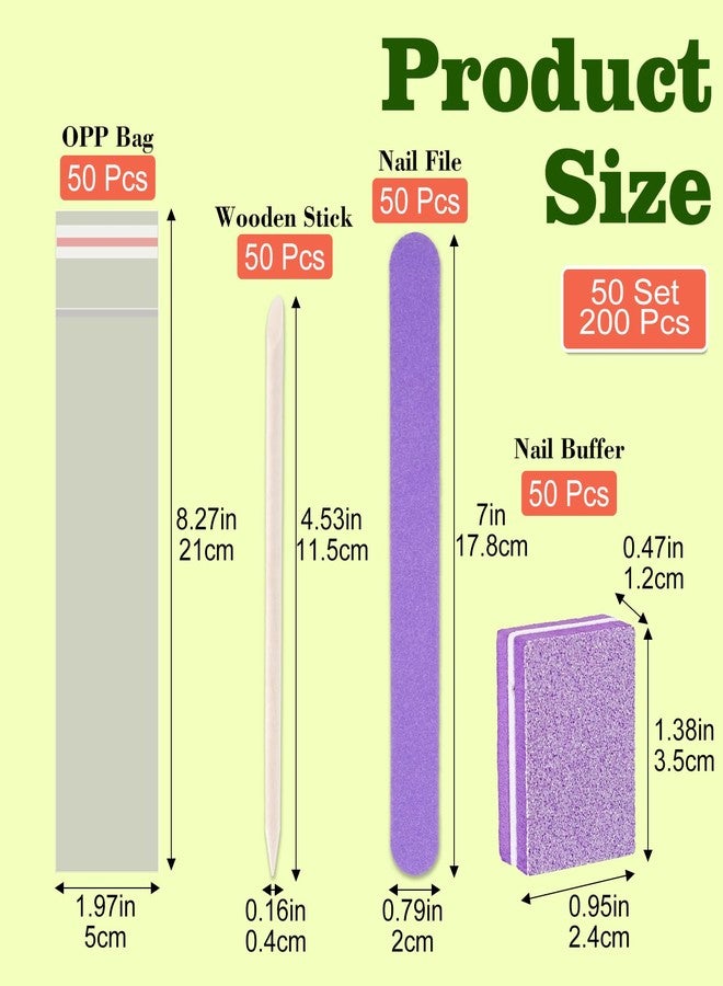 Lokyango Disposable Manicure Kit - 50pc Mini Nail Buffer, Nail File, Wood Stick, OPP Bag, Press On Nail Tool Kit for Salon Home (Purple) - Image 3